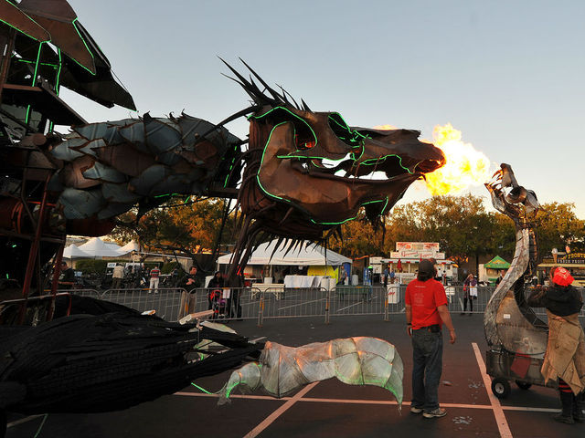 Dueling dragons at Maker Faire.