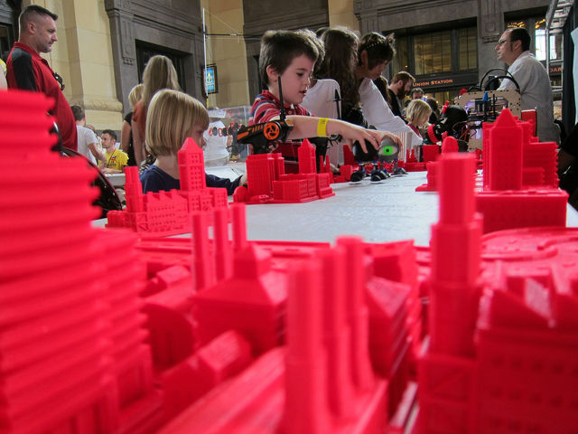 Michael Curry designed this cityscape, which fans took in earlier this year at a Maker Faire.