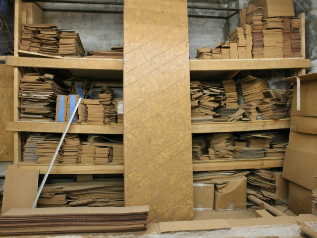 Shelves of cork.