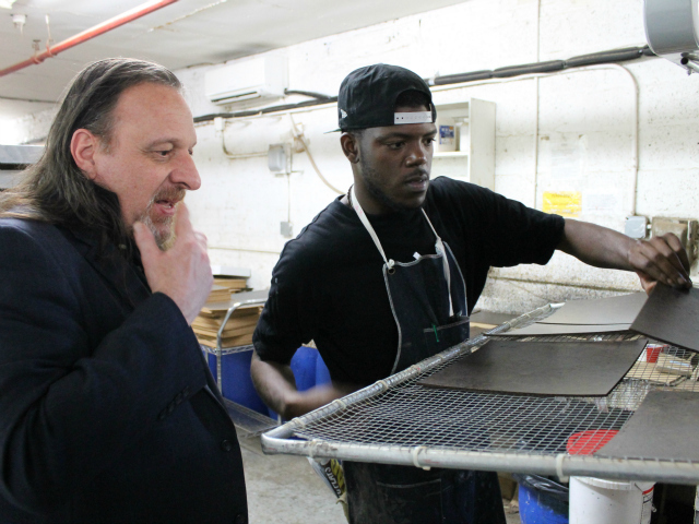 Bollella with an employee.