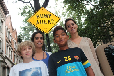 <p>Zuhri Sinclair and Owen Draplin, both 12, said the speeding cars have made them extra cautious when out playing on the block. Justine and Juliet Masters have organized a petition drive for new speed bumps.</p>
