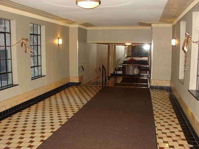 <p>The lobby of 350 Cabrini Boulevard, which is zoned for P.S. 187.</p>
