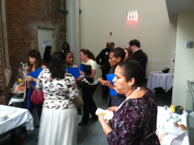 <p>Attendees sample the recipes</p>

