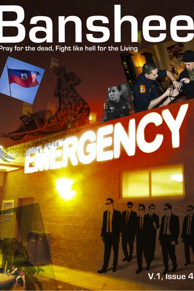 <p>The Banshee Association publishes a free newspaper twice a year, which it distributes to EMS garages around New York City. The group's members, led by former FDNY EMT Walter Adler, are working to create the first citywide advocacy organization for EMTs and paramedics. This is the cover for the newspaper's fourth issue.</p>
