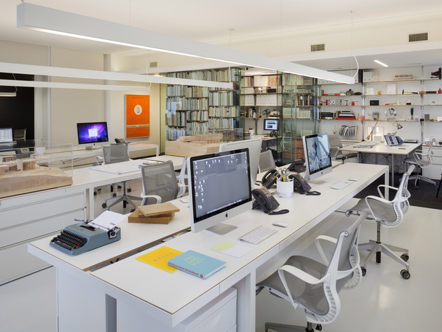 <p>Carin Goldberg's studio at the Woolworth Building that she shares with her husband.</p>
