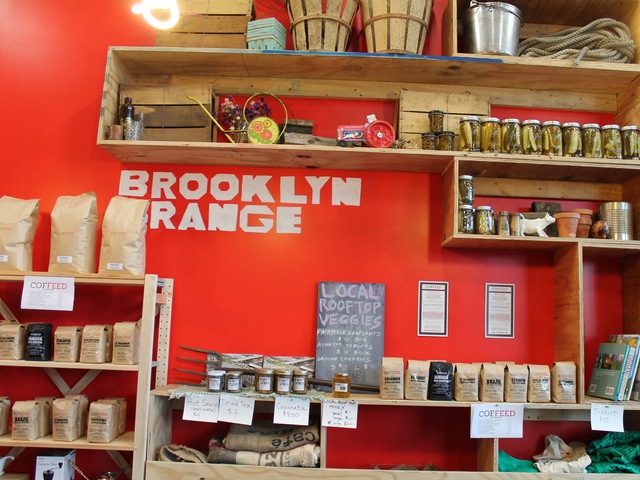 <p>Brooklyn Grange has its farm stand in the corner of the coffee shop.</p>
