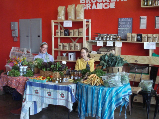 <p>Every Wednesday, Brooklyn Grange sets up its farm stand inside the coffee shop.</p>
