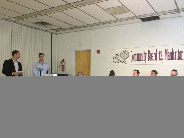 <p>La Marina owners met with community residents at CB12's Parks and Cultural Affairs meeting on Oct. 16, 2012.</p>
