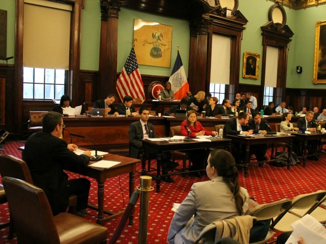 <p>City Council members faced off against Bloomberg lawyer Michael Best at the hearing on proposed new NYPD regulations.</p>
