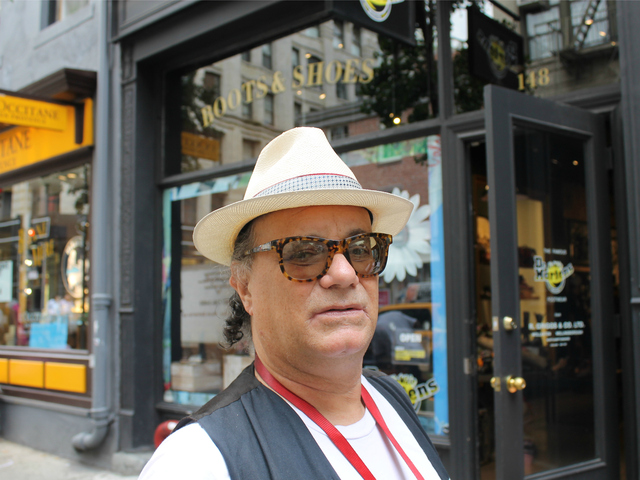 <p>Daniel Himmelfarb, who owned the now-defunct SoHo art supply store, says the artist Jean-Michel Basquiat gave him a triptych of his paintings in exchange running up a tab.His store, Jamie Canvas, is now a Dr. Martens shoe shop.</p>
