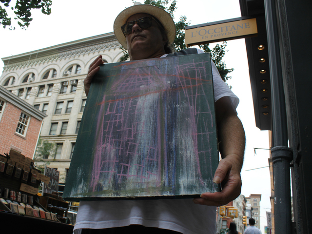 <p>Daniel Himmelfarb, the owner of a now-defunct SoHo art supply store, says the artist Jean-Michel Basquiat gave him a triptych of paintings after running up a tab. Himmelfarb recently sold another drawing by Jean-Michel Basquiat for $100,000.</p>
