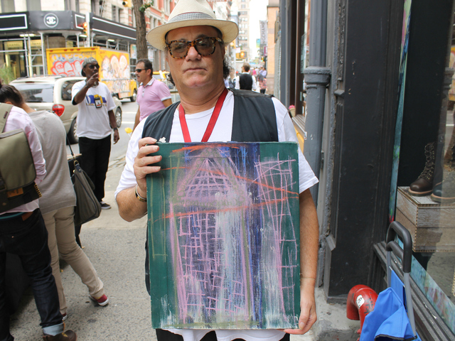 <p>Daniel Himmelfarb, the owner of a now-defunct SoHo art supply store, says the artist Jean-Michel Basquiat gave him a triptych of paintings after running up a tab. Himmelfarb recently sold another drawing by Jean-Michel Basquiat for $100,000.</p>
