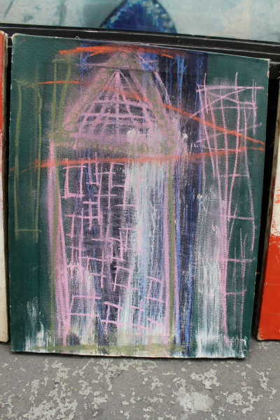 <p>Daniel Himmelfarb says this is one of the paintings in a triptych by Jean-Michel Basquiat. He says the artist gave him the triptych after running up a tab at his SoHo art supply shop.</p>
