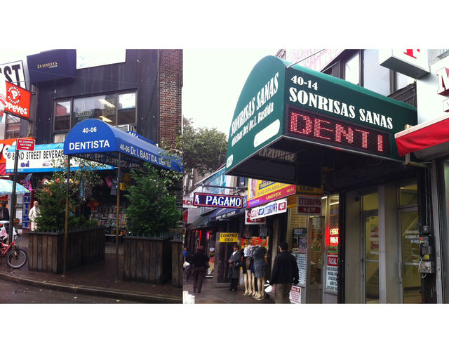 <p>Ismael Bastida's&nbsp;first dentist office, left, and his newest office, right. Bastida said that his optimism on 82nd Street's future allowed him to expand.</p>
