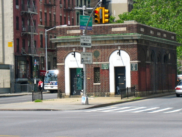 <p>These abandoned bathrooms once serviced the customers of an elevated track that ran along Delancey Street before it was torn down in the 1950s.</p>

