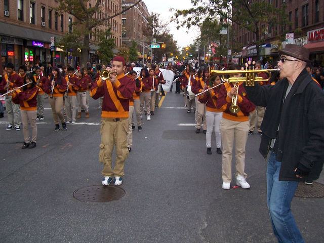 <p>The I.S. 145 marching band, during last year's Jackson Heights Halloween Parade</p>
