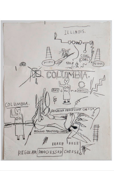 <p>A drawing by Jean-Michel Basquiat that Daniel Himmelfarb sold for $100,000 in August. Basquiat gave it to Himmelfarb in exchange for running up a tab at his SoHo art supply store.</p>
