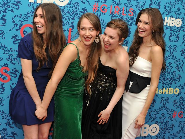 <p>NEW YORK, NY - APRIL 04: (L-R) Actress Zosia Mamet, actress Jemima Kirke, actress/creator/executive producer Lena Dunham, and actress Allison Williams attend the HBO with The Cinema Society host the New York premiere of HBO's "Girls" at the School of Visual Arts Theater.</p>
