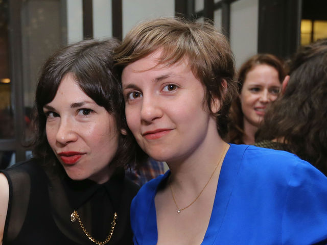 <p>Carrie Brownstein and Lena Dunham attend The New Yorker Festival 2012.</p>
