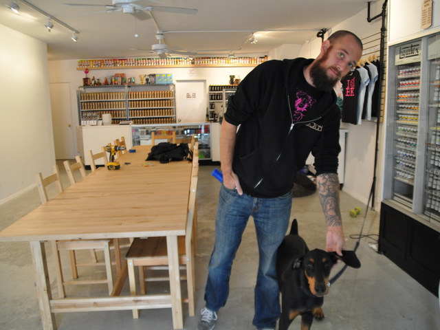 Stephen Craig Ebert Jr., known as Bishop, opened Low Brow this summer and has been constantly expanding the art supplies offered in the shop.