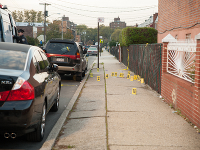 <p>The scene of a fatal shooting on Hemlock Street in Brooklyn. Photo taken on Tuesday October 23rd, 2012.</p>
