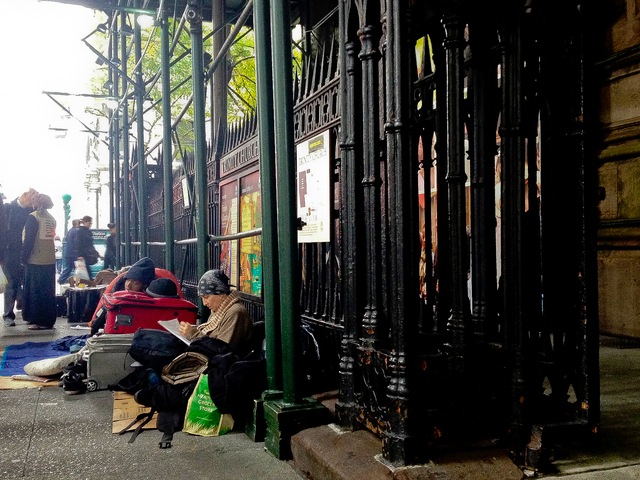 <p>Members of the Occupy Wall Street movement camped outside Trinity Church.</p>
