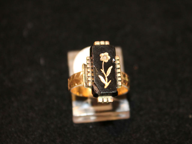 <p>An onyx ring from the Victorian era when black was very popular.</p>
