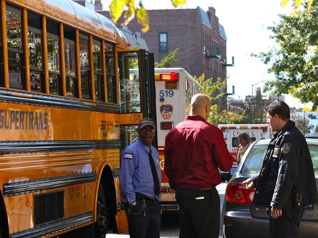 <p>A school bus was rear-ended in Astoria, Queens, on Oct. 16, 2012.</p>
