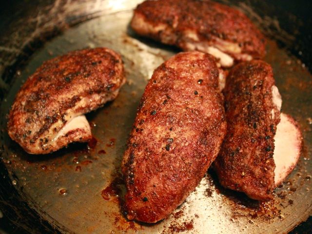 <p>Boneless chicken breasts spiced with cardamom, cinnamon, coriander and cayenne are pan-seared before being finished in the oven.</p>

