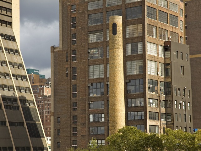 <p>The art can be found affixed to a smokestack in Chelsea.</p>
