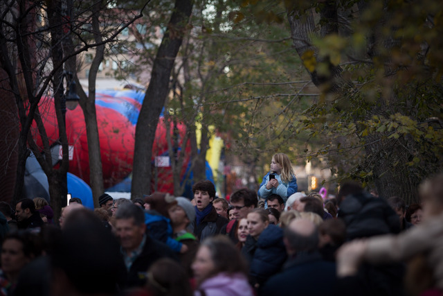 <p>Spectators watched the Macy's Thanksgiving Day Parade balloon inflation Nov. 21, 2012.</p>
