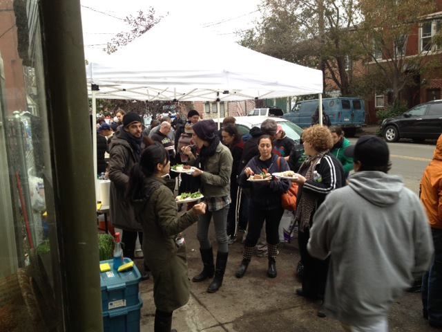 <p>Red Hook residents filled Van Brunt Street during a barbecue after Hurricane Sandy. A loose coalition of Restore Red Hook's board members started to form during the event, Homemade co-owner Monica Byrne said.</p>

