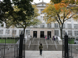 <p>Students and parents at a rally in October outside of the Taft Educational Campus, where Bronx High School for Medical Science is based. They called for improvements to District 9, of which the high school is a part.</p>