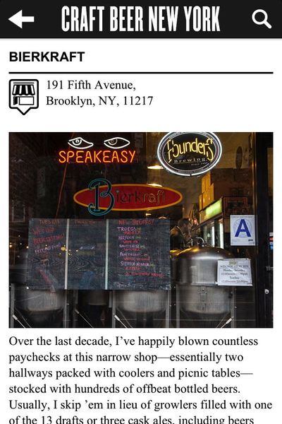 <p>Craft Beer New York includes more than 120 reviews of bars around the city.</p>
