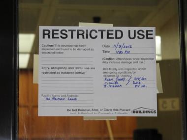 Many buildings still closed by storm damage are offering rent abatements or letting tenants break their leases.
