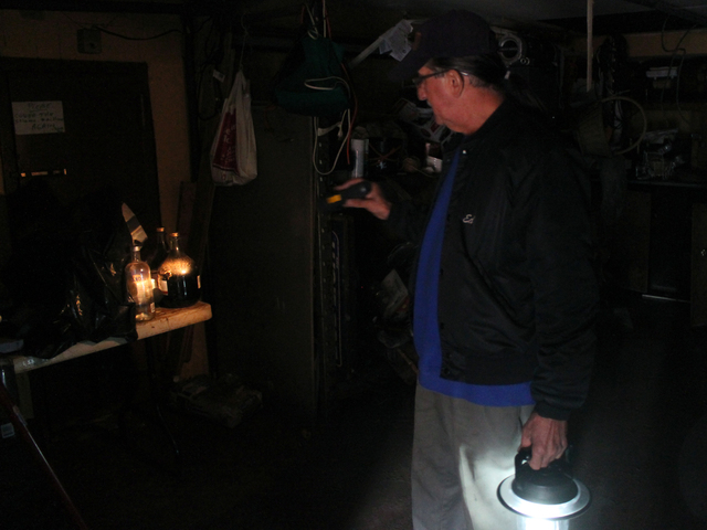 <p>Army veteran Eddie Acosta stands in the flood-damaged basement of VFW Post 5195 in Red Hook. Much of the post's cooking and food supplies were destroyed by the floods caused by Hurricane Sandy.</p>
