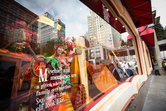 <p>Macy's sticks with its classic "The Magic of Christmas" on its windows by Herald Square</p>
