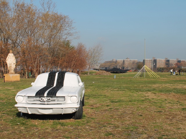 <p>Socrates Sculpture Park, which is situated directly on the East River waterfront, was completely under water.</p>
