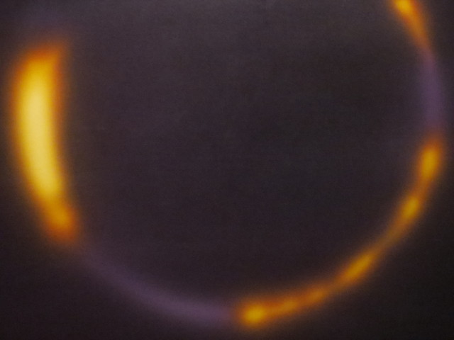 <p>Present in artist Jack Goldstein's work is a strong contrast between light and dark colors.</p>
