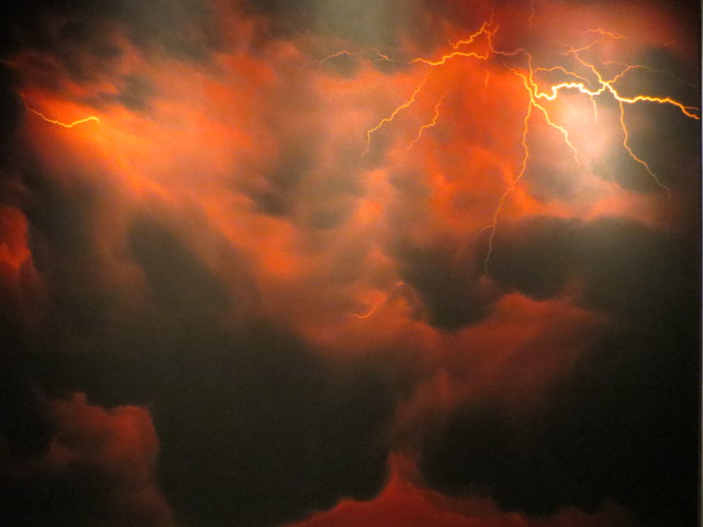 <p>In addition to sci-fi motifs, artist Jack Goldstein was particularly interested in meteorology.</p>
