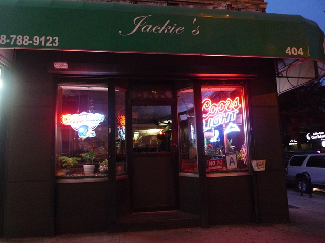 <p>Jackie's Fifth Amendment on Fifth Avenue and Seventh Street in Park Slope. A bar has existed on that corner, under various owners, for 75 years, the bartender said.</p>

