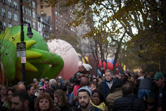 <p>Kids watched with excitement during the Macy's Thanksgiving Day Parade balloon inflation Nov. 21, 2012.</p>
