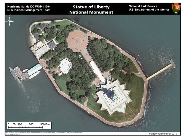 <p>Liberty Island before the storm.</p>
