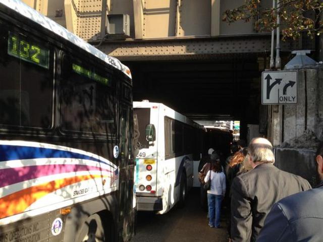 <p>A bus crash injured roughly 20 and created hours-long traffic delays prompting some commuters to walk their way to work through the Lincoln Tunnel on Monday November 12, 2012.&nbsp;</p>
