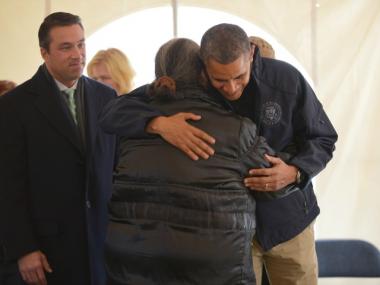 President Obama visited storm-ravaged sections of New Jersey after Sandy.