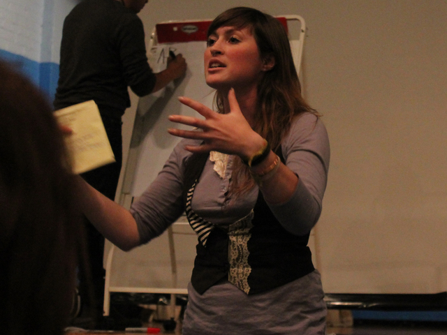 <p>Occupy Sandy organizer Paulie Anne Duke urged residents to stick together as they recovered from Hurricane Sandy and fought against NYCHA's perceived inaction during the cleanup Wednesday night, Nov. 14, 2012.</p>
