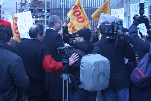<p>Unite 100 rally for paid sick days stripped during Hurcane Sandy on Nov. 24, 2012.</p>
