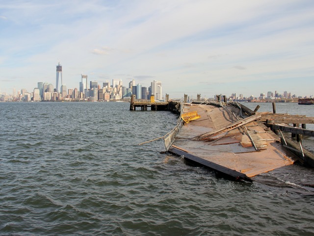<p>A pier serving Liberty Island was ripped from its support columns during Sandy.</p>
