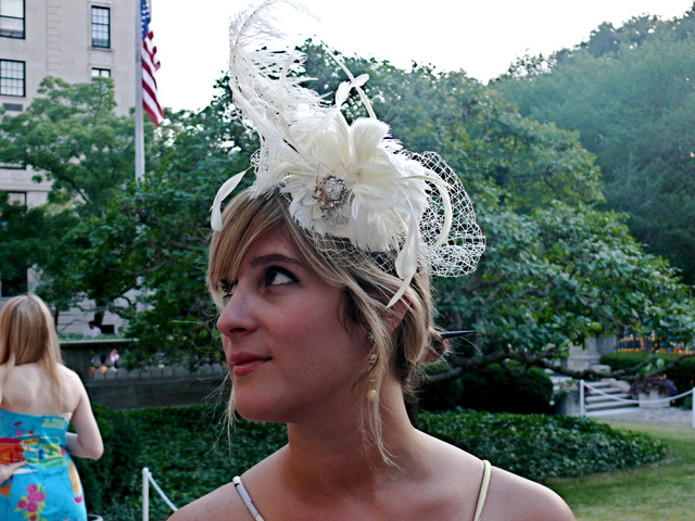 <p>A magical whimsical look on Sarah Maslin Nir of The New York Times at the Frick Garden Party.</p>
