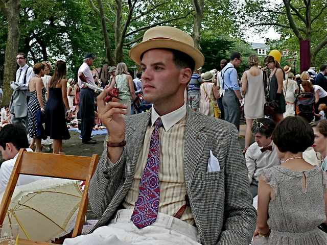 <p>James Koury at the Governors Island Jazz Age Lawn Party in June.</p>
